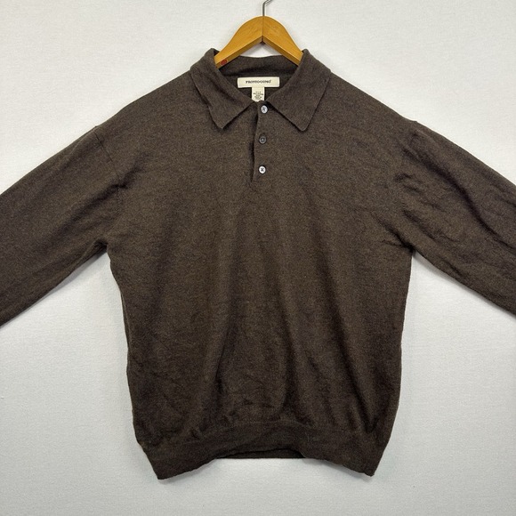 Pronto Uomo Sweater Men's XLT ‎ 100% Merino Wool Brown Polo Classic Preppy - Picture 1 of 6
